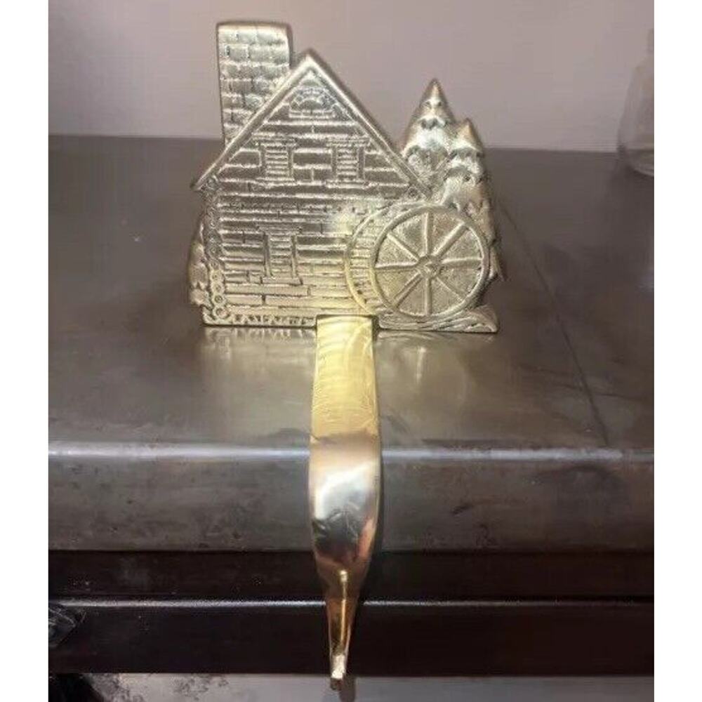 VTG Stocking Christmas Brass Mill House Christmas Stocking Holder Hook Vogelzang